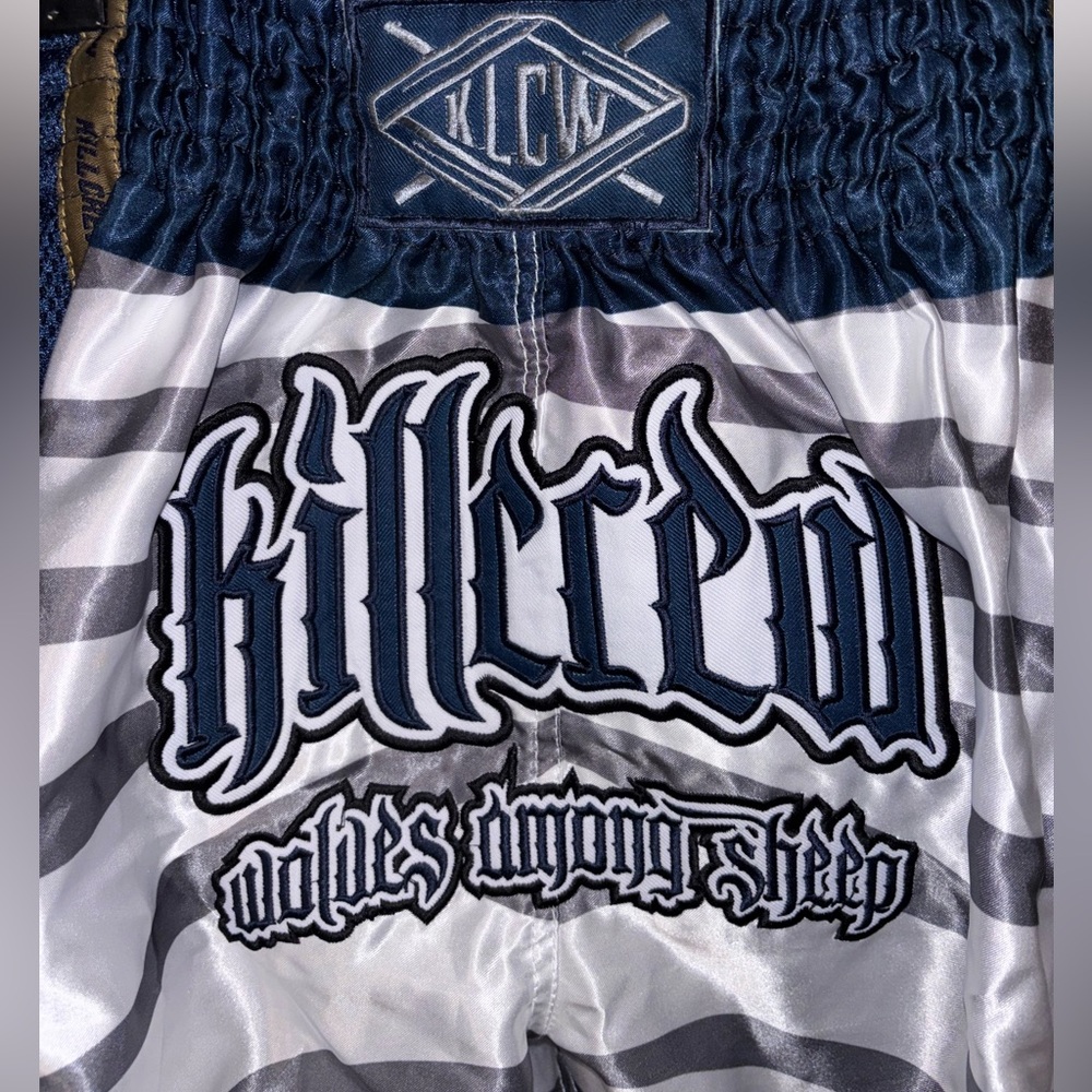 Blue and White Zebra Boxing Athletic Workout Unisex Shorts